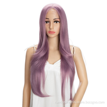 Wholesale popular long silky wave synthetic lace front wig Hair Extension Wigs Ombre Heat Resistant Cheap Woman Synthetic wigs